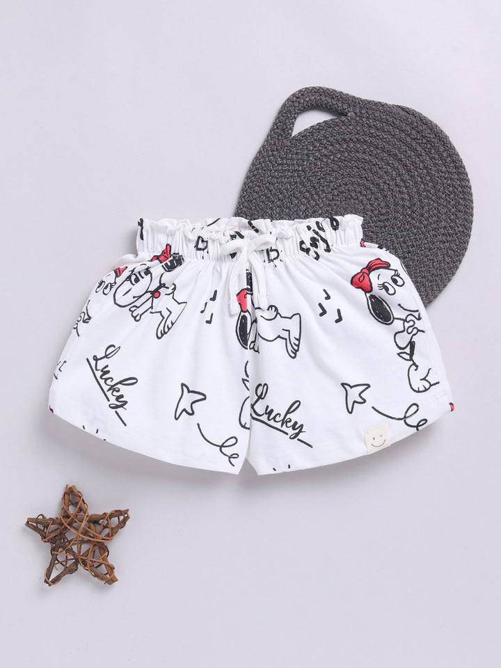 Happy Faces Kids Girls Snoopy Printed Pure Cotton Shorts