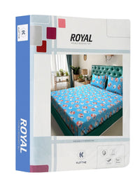 KLOTTHE Biru Kapas 400 TC Cadar King Halus dengan Sarung Bantal-98 x 89 inci