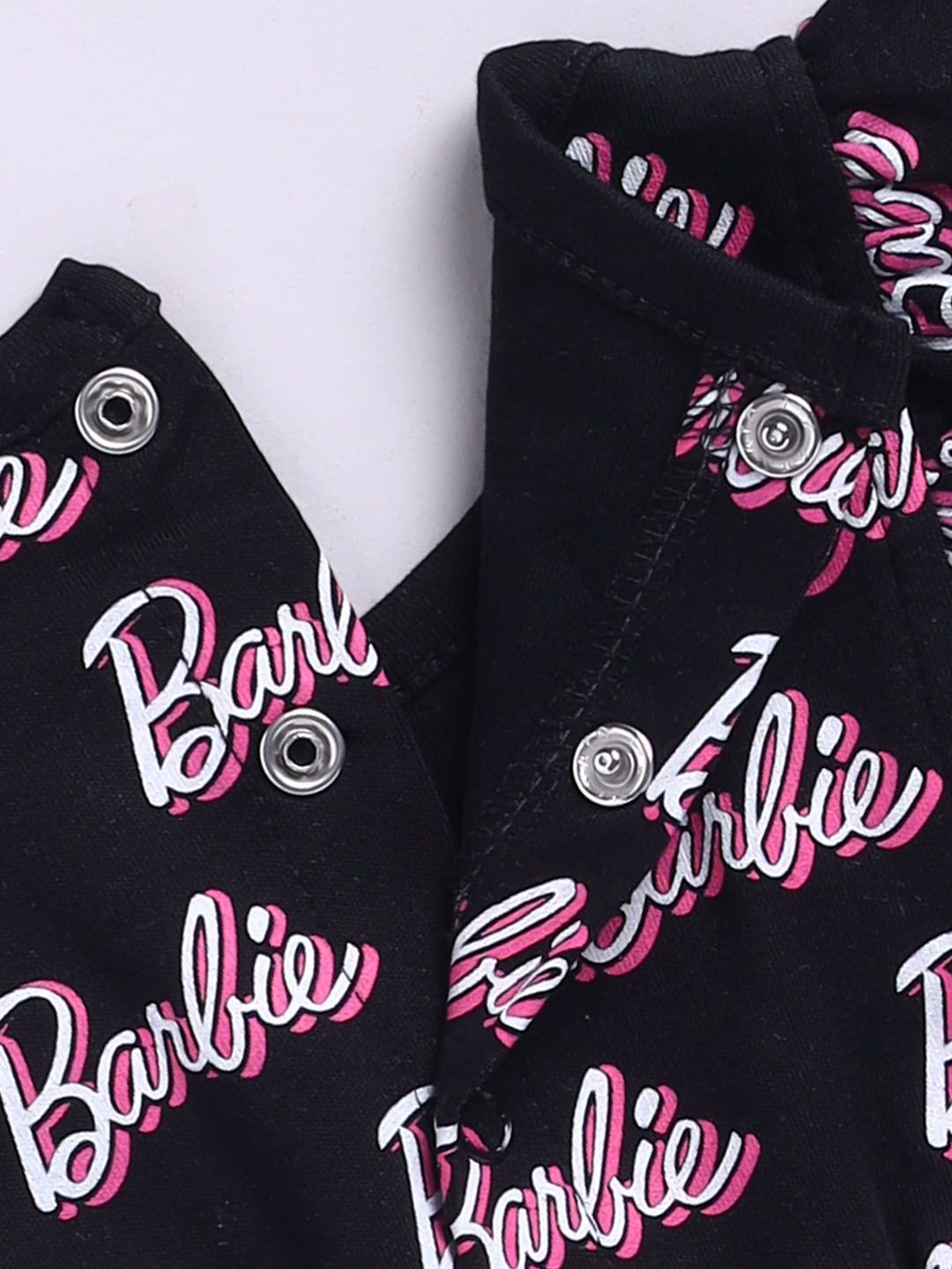 Moms Love Infant Girls Barbie Printed Pure Cotton Ruffled Basic Jumpsuit