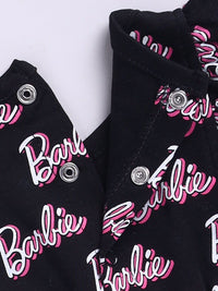Moms Love Infant Girls Barbie Printed Pure Cotton Ruffled Basic Jumpsuit