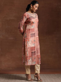 Libas Ethnic Motifs Printed Organza Straight Kurta With Trouser & Dupatta
