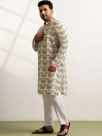 SOJANYA PLUS Men Floral Printed Regular Pure Cotton Kurta with Pyjamas