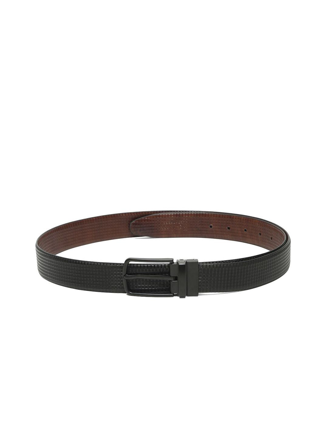 Teakwood Leathers Men Textured Leather Reversible Formal Belt