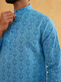 SOJANYA Ethnic Motifs Printed Band Collar Straight Kurta With Churidar