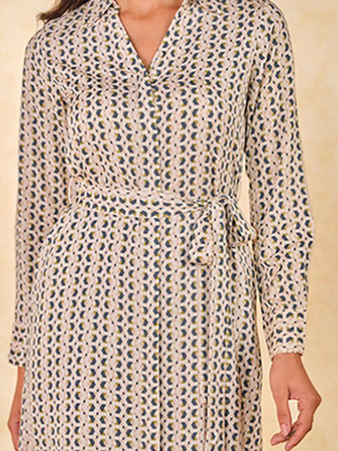 AND Print A-Line Shirt Collar Printed Dress