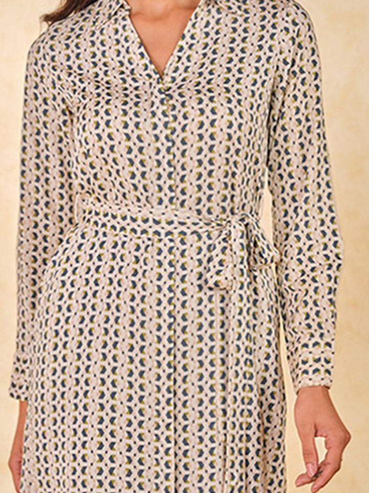AND Print A-Line Shirt Collar Printed Dress