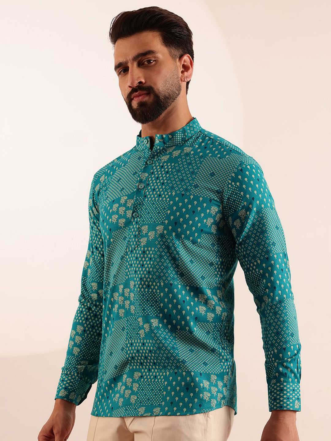 Anouk Ethnic Motifs Printed Mandarin Collar Short Kurta