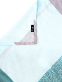 KLOTTHE Turquoise Blue Geometric Flat 300 TC King Bedsheet with 2 Pillow Covers-250X225 cm