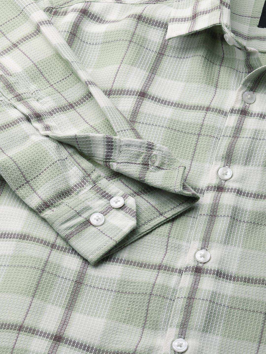 VASTRADO Men Classic Spread Collar Checked Cotton Slim Fit Casual Shirt