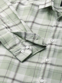 VASTRADO Men Classic Spread Collar Checked Cotton Slim Fit Casual Shirt