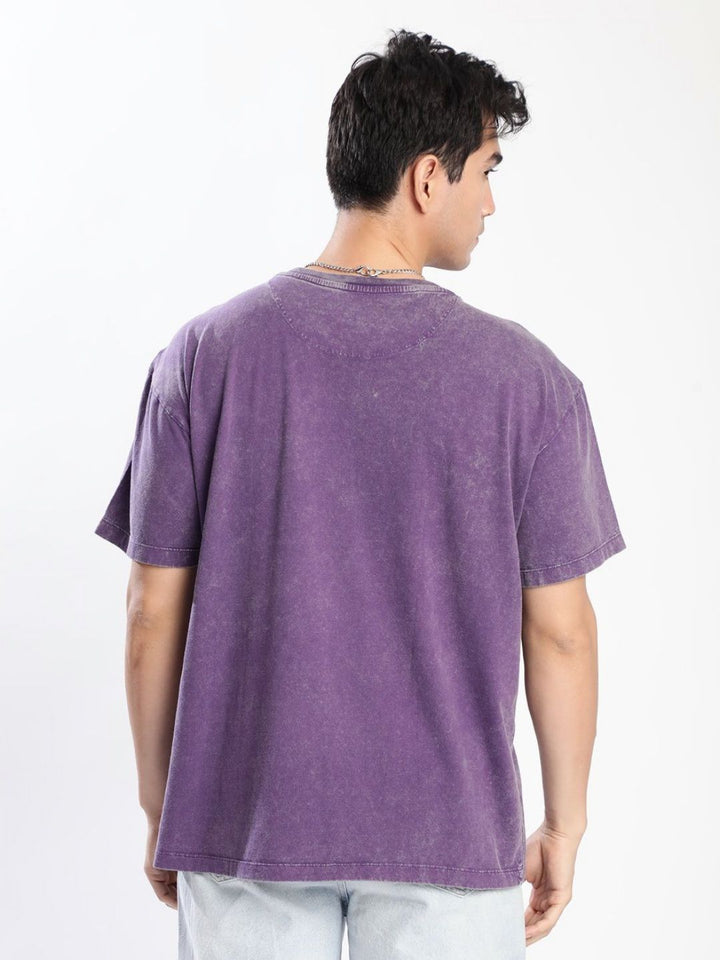 Bene Kleed Men Printed Drop-Shoulder Sleeves Acid Wash T-shirt