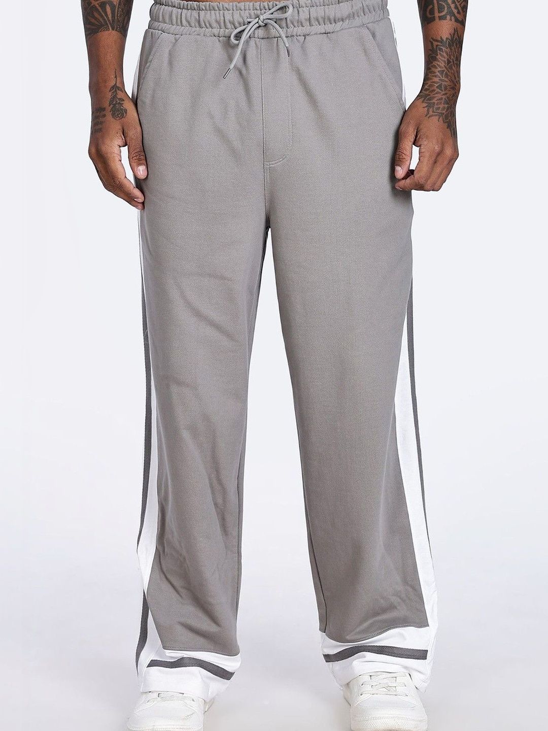 Eszett Men Grey High-Rise Seluar Baggy Biasa Dicuci Mudah
