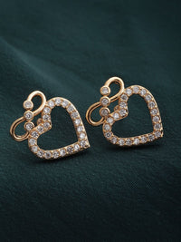 Anouk White Gold-Plated Stone Studded Heart Shaped Studs