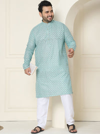 SOJANYA PLUS Ethnic Motifs Band Collar Straight Kurta With Pyjamas