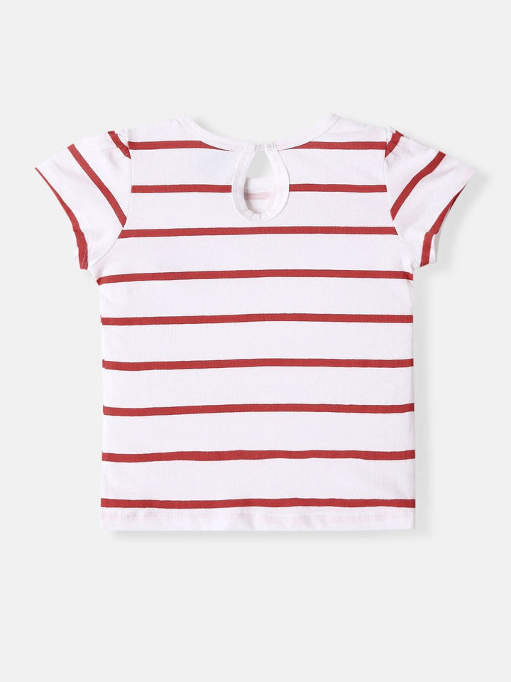 Nauti Nati Girls Pack Of 2 Bio Finish Striped Round Neck Cotton T-shirts