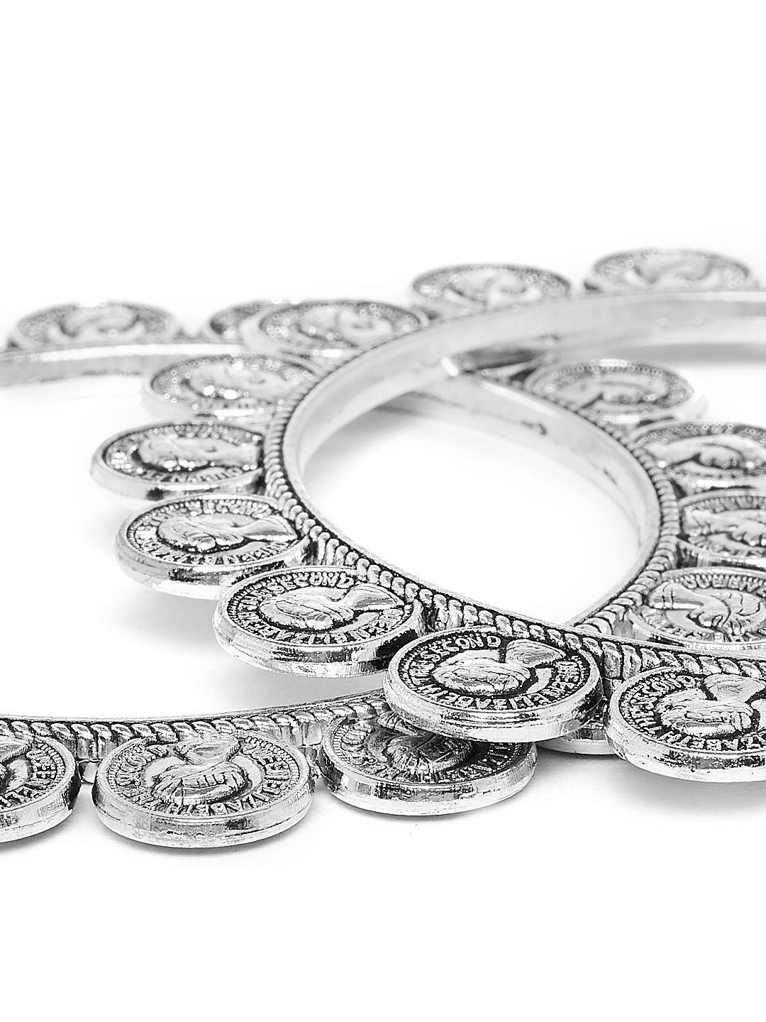 Anouk Set Of 2 Silver-Plated Oxidised Bangles