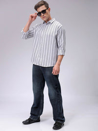 The Indian Garage Co Relaxed Fit Striped Dobby Textured Resortwear Shirt