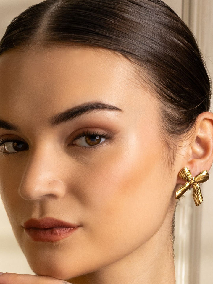 VOGUE PANASH Stainless Steel 18K Gold-Plated Contemporary Studs