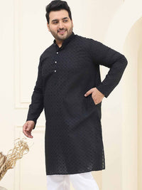 SOJANYA PLUS Kolar Mandarin Sulam Bunga Pure Cotton Kurta Lurus