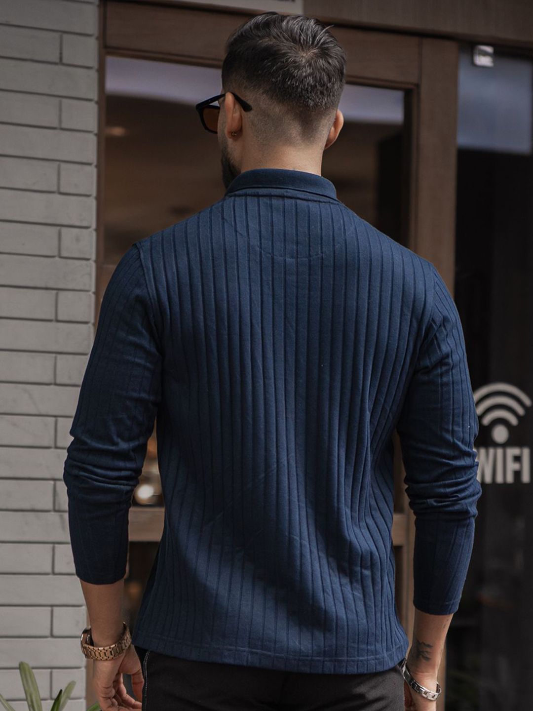 Powerlook Men Self Design Polo Collar Cotton T-shirt