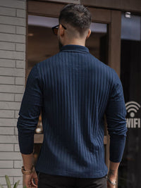 Powerlook Men Self Design Polo Collar Cotton T-shirt