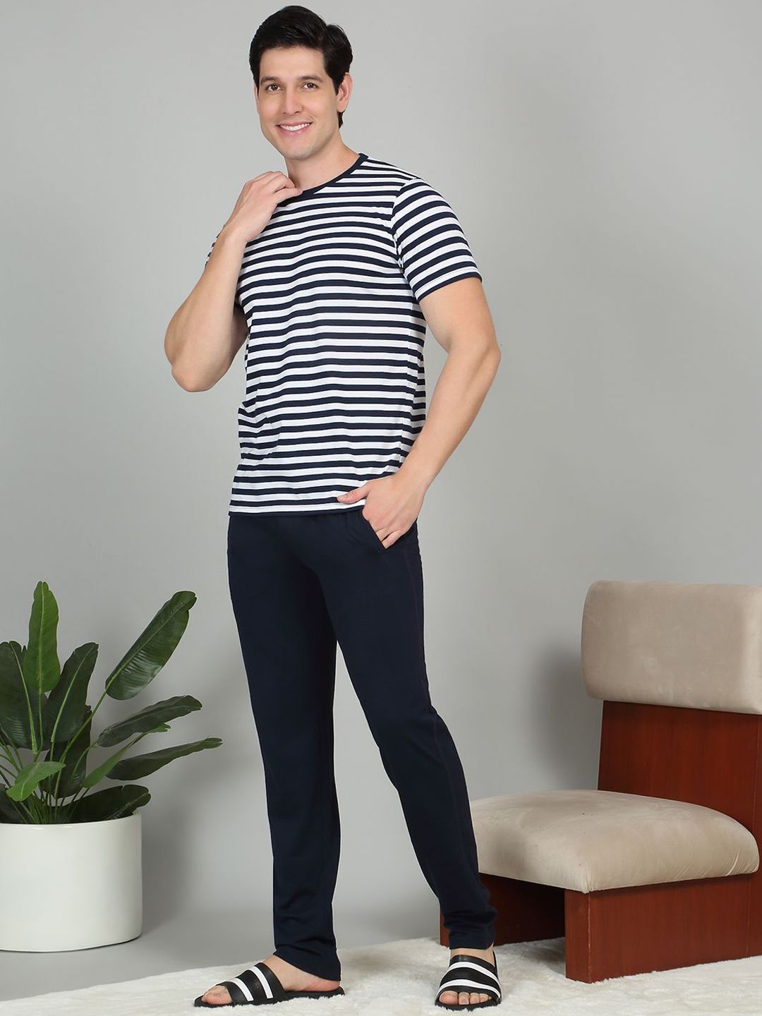 Sweet Dreams Men Striped Night suits