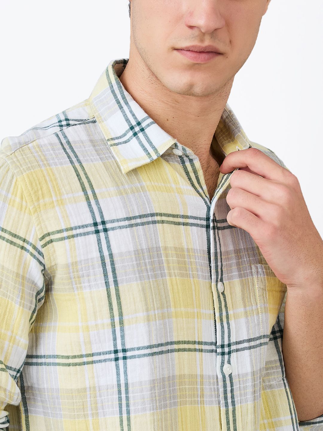 SPYKAR Men Spread Collar Tartan Checked Cotton Casual Shirt