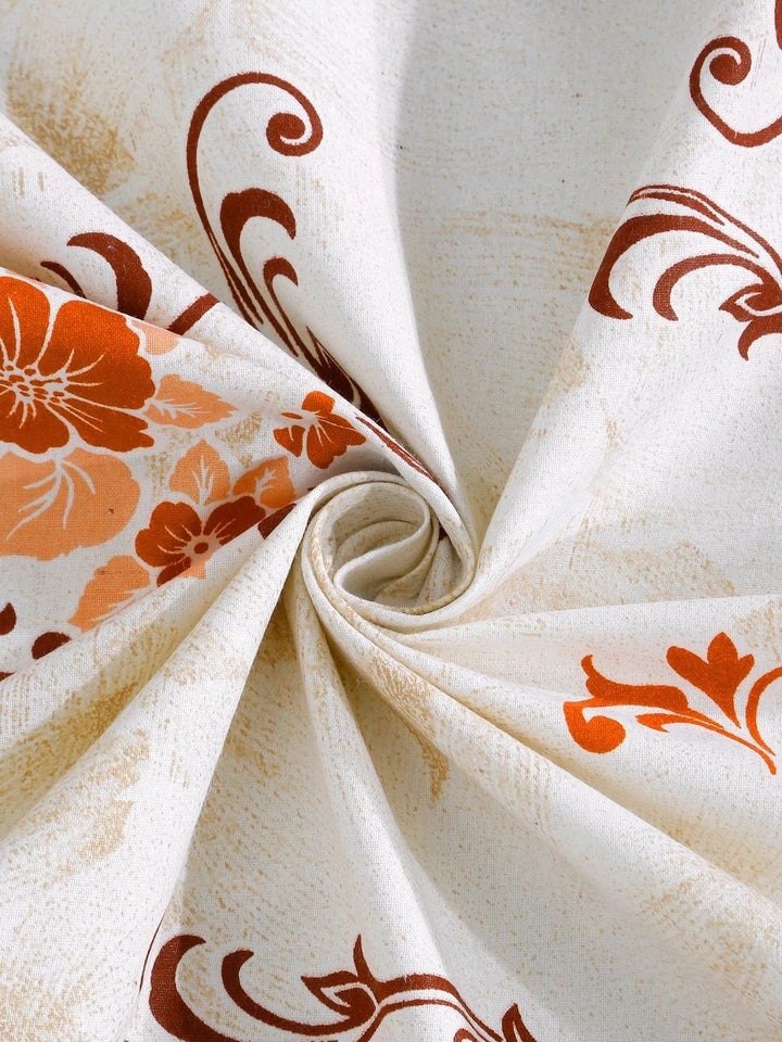 Myntra Elegant Homes White & Orange Floral 400 TC Single Bedsheet with 1 Pillow Covers