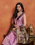 KALINI Dharti Floral Woven Design V-Neck Banarasi Straight Kurta With Salwar & Dupatta
