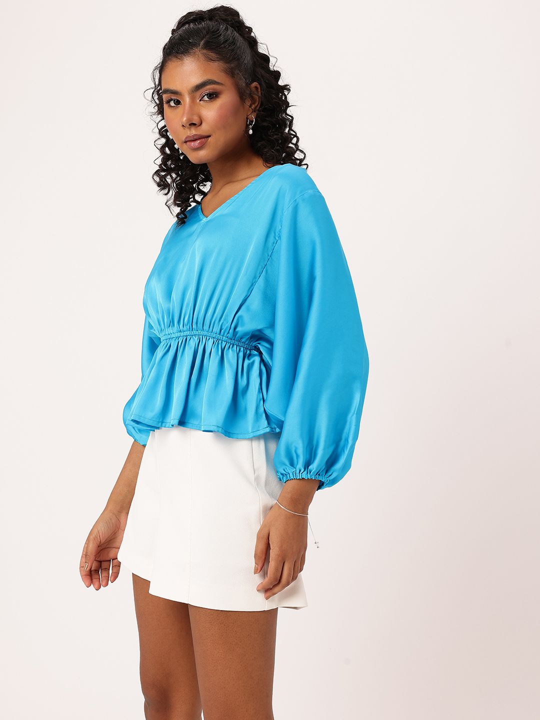 DressBerry Cinched Waistline Wonder Satin Top