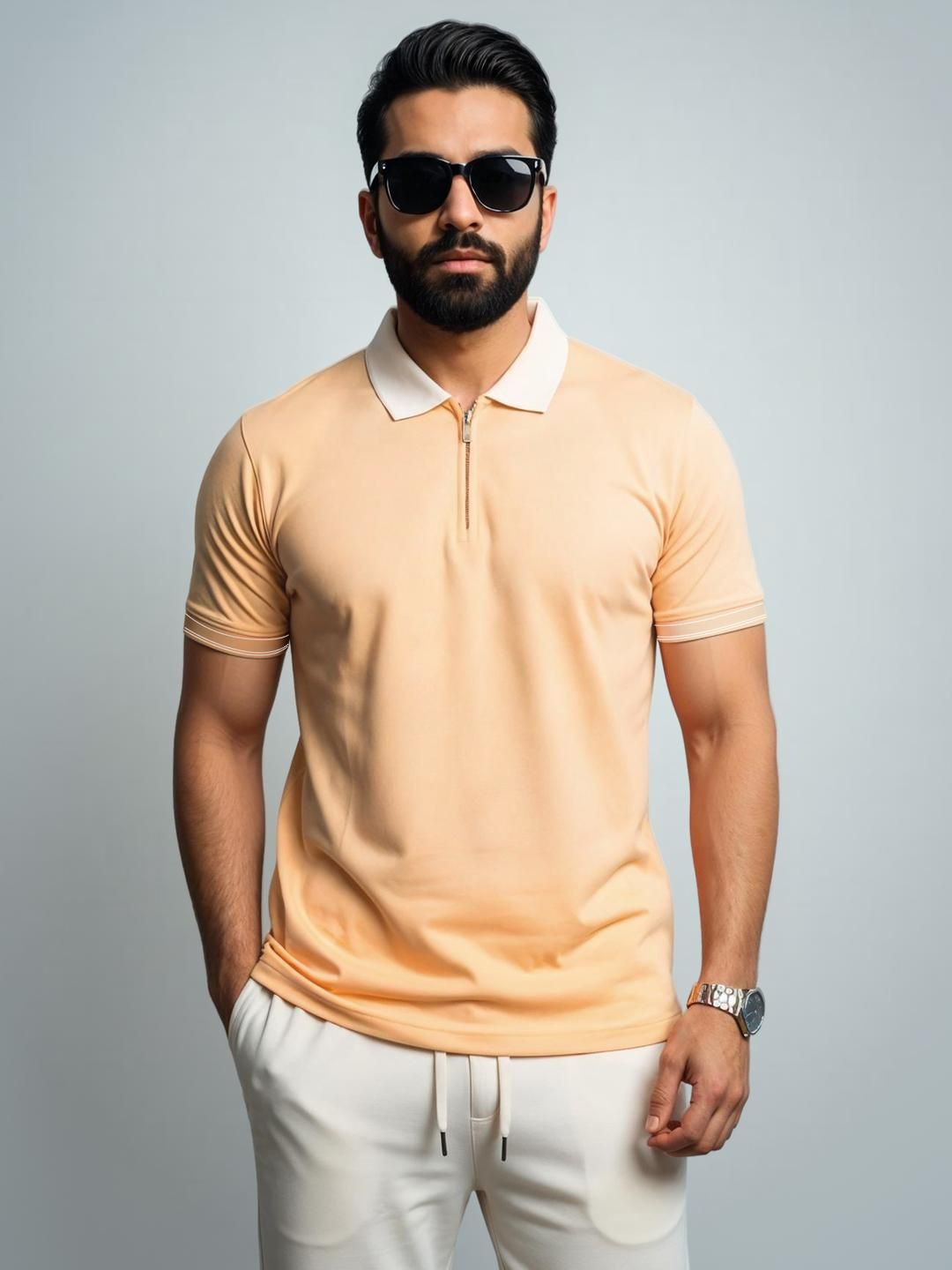 ADRO Men Peach Cotton Tshirts