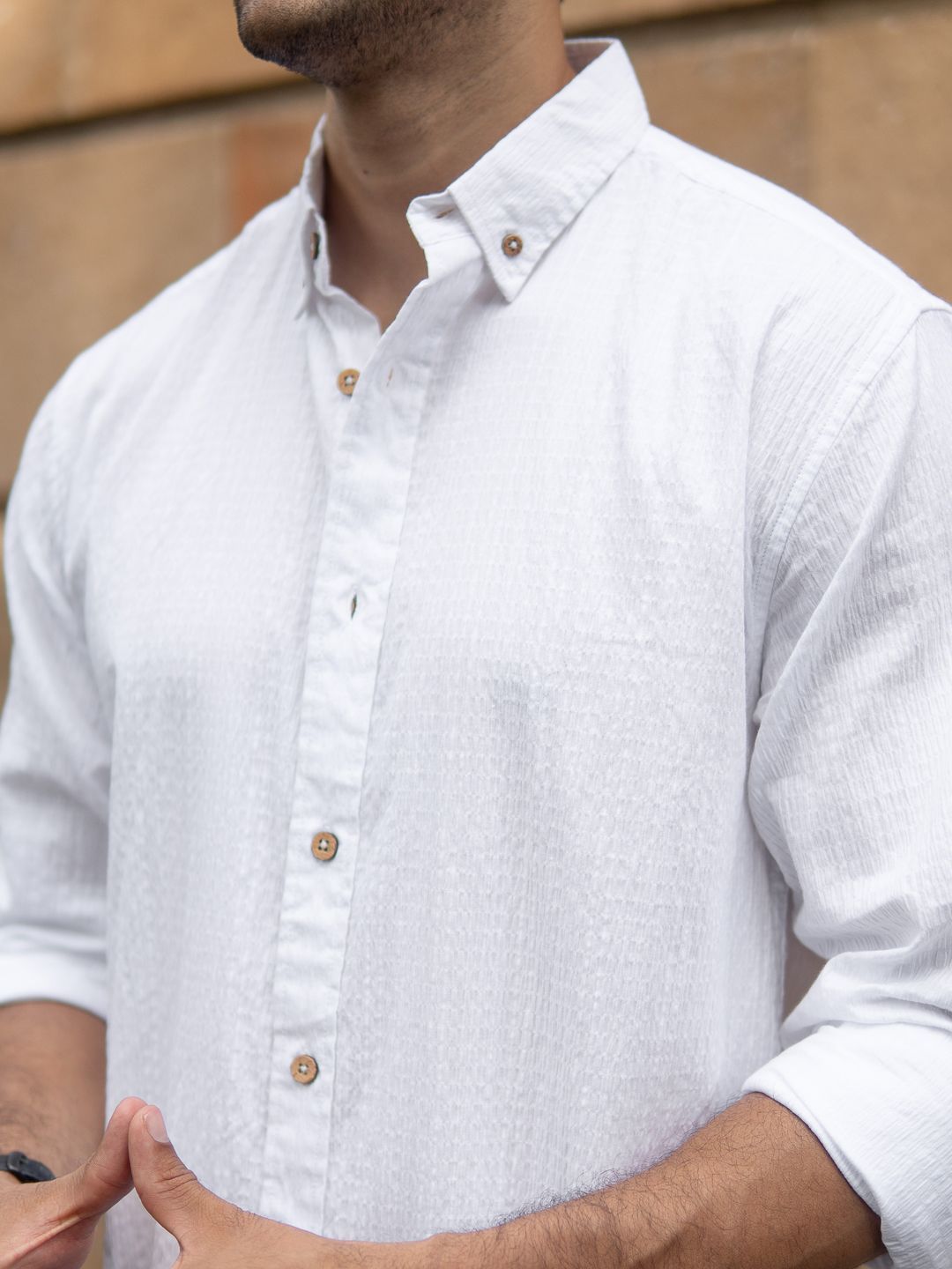 Powerlook Men Slim Fit Solid Button-Down Collar Cotton Casual Shirt