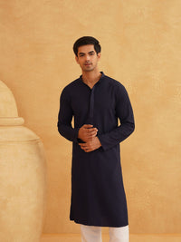 SOJANYA Geometric Embroidered Mandarin Collar Pure Cotton Straight Kurta