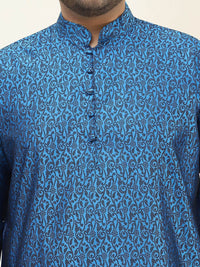 SOJANYA PLUS Rekaan Tenun Bunga Kurta Lurus Kolar Mandarin Dengan Pijama