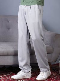 Campus Sutra Men Solid Relaxed Fit Comfort Mid-Rise Regular Trousers