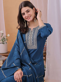 KALINI Women Woven Design Embroidered Kurta with Trousers & Dupatta