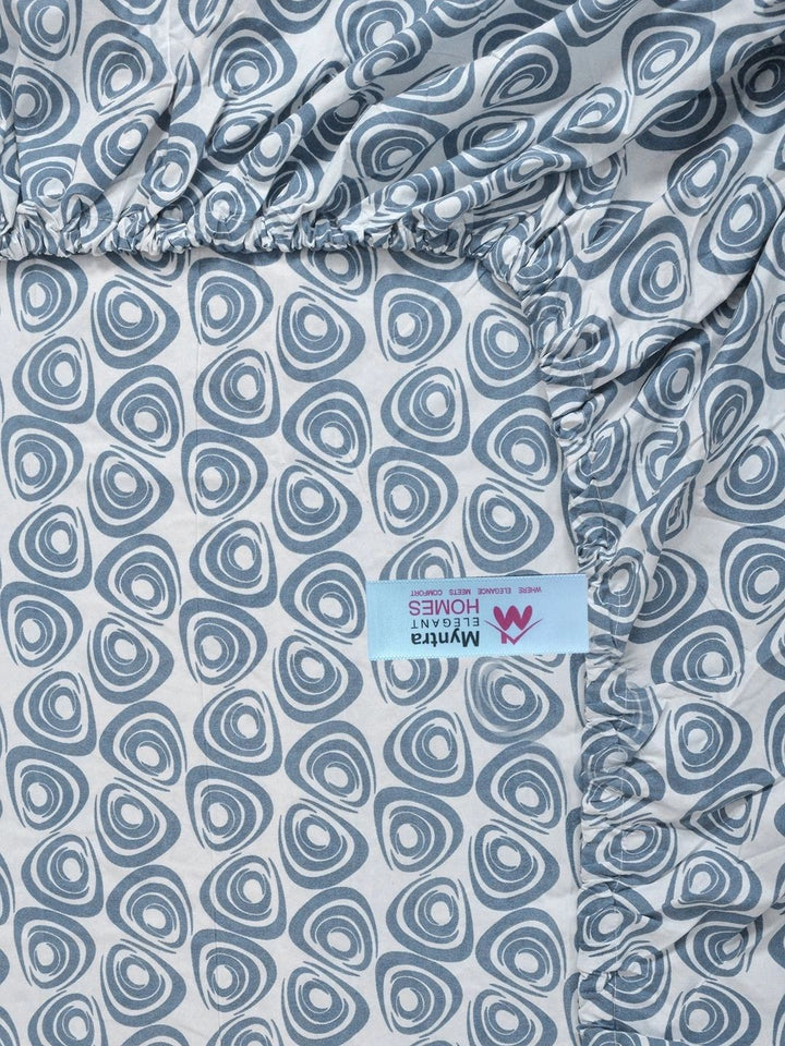 Myntra Elegant Homes Blue & White Geometric 300 TC Single Bedsheet with 1 Pillow Covers