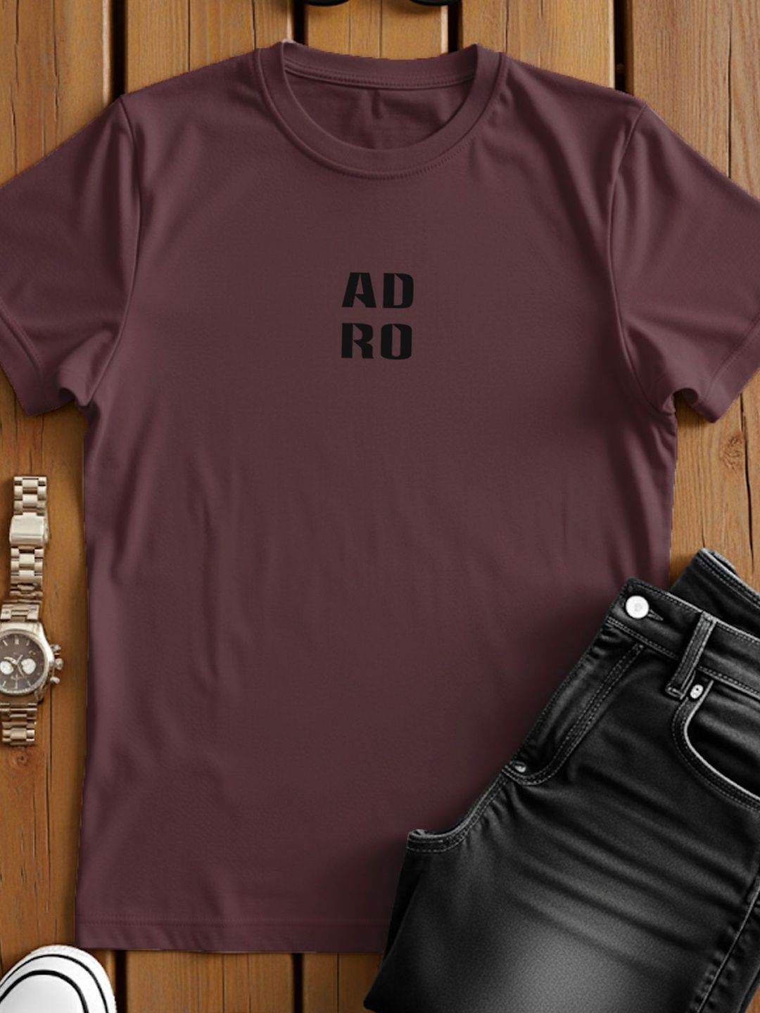 ADRO Typography Printed Short Sleeves Cotton Regular Fit T-shirt