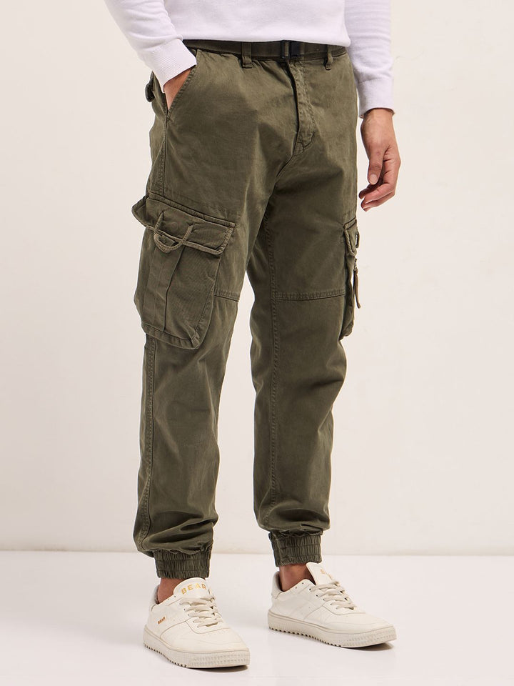 THE BEAR HOUSE Men Slim Fit Cargos Trousers