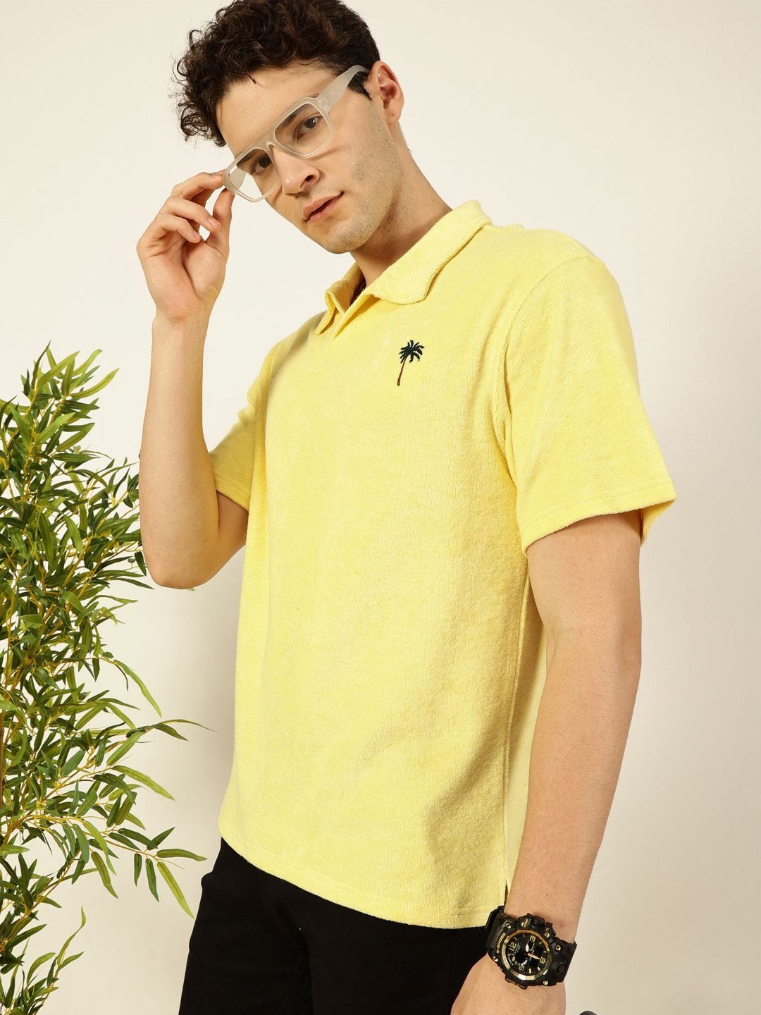 Thomas Scott Men Solid Polo Collar Cotton Relaxed Fit T-Shirt