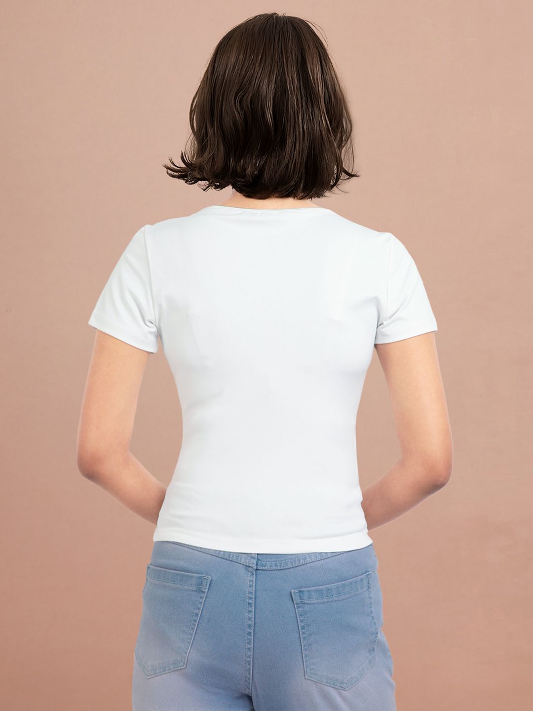 DressBerry Round-Neck Crop Fitted Top