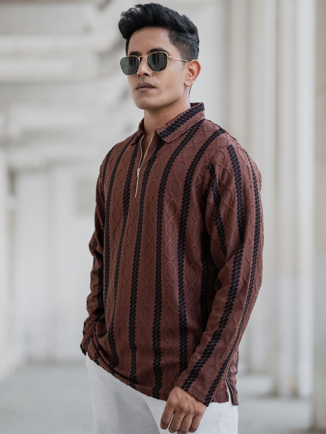 Powerlook Men Vertical Stripes Opaque Striped Casual Shirt