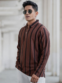 Powerlook Men Vertical Stripes Opaque Striped Casual Shirt