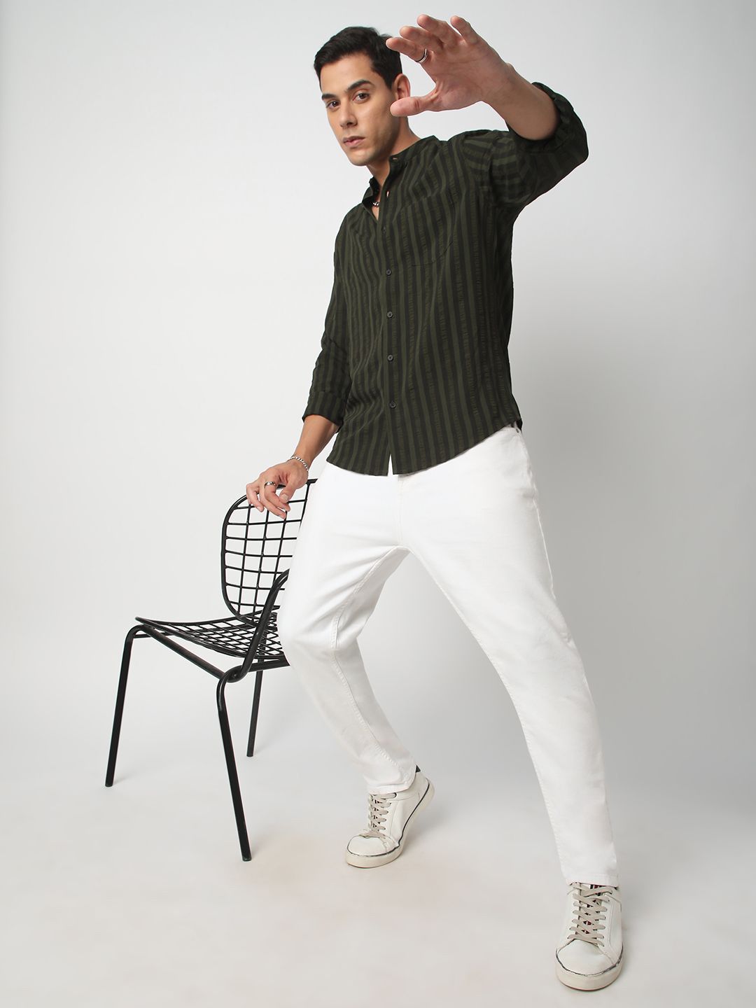VASTRADO Men Classic Slim Fit Opaque Striped Casual Shirt
