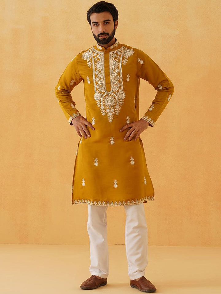 SOJANYA LUXE Lelaki Sulam Benang Kerja Kurta