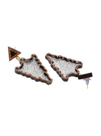 Anouk Brown & Grey Gold-Plated Triangular Wooden Drop Earrings