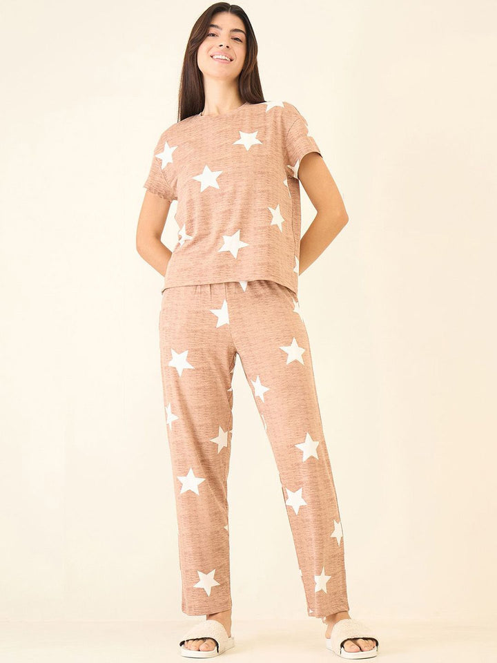 Sweet Dreams Women Printed Top & Pajamas Night Suit