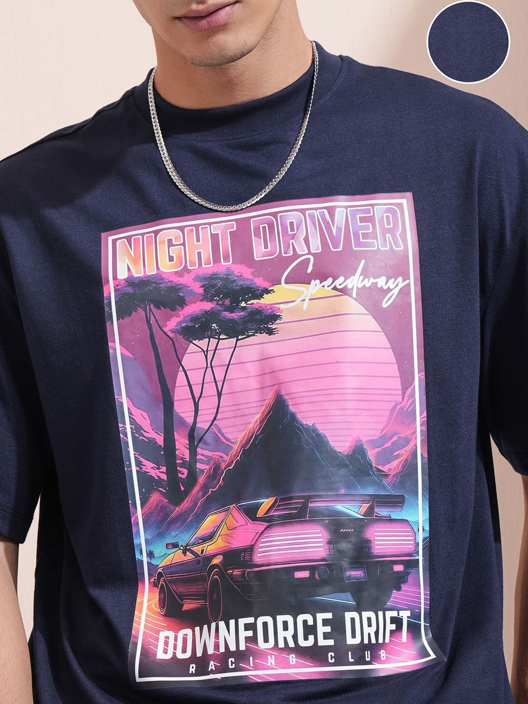HIGHLANDER Men Graphic Printed Round Neck Oversized T-shirt