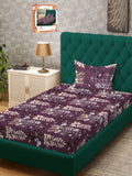Myntra Elegant Homes Purple Floral Cotton 300 TC Single Fine Bedsheet with a Pillow Cover-87 x 59 inches