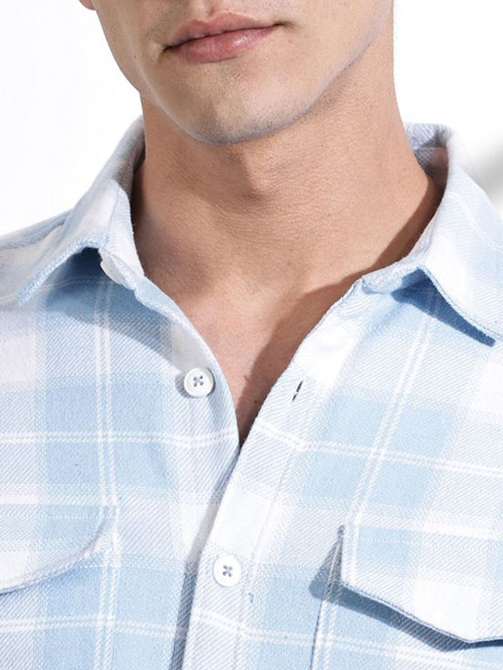 Thomas Scott Men Premium Windowpane Checks Opaque Checked Casual Shirt
